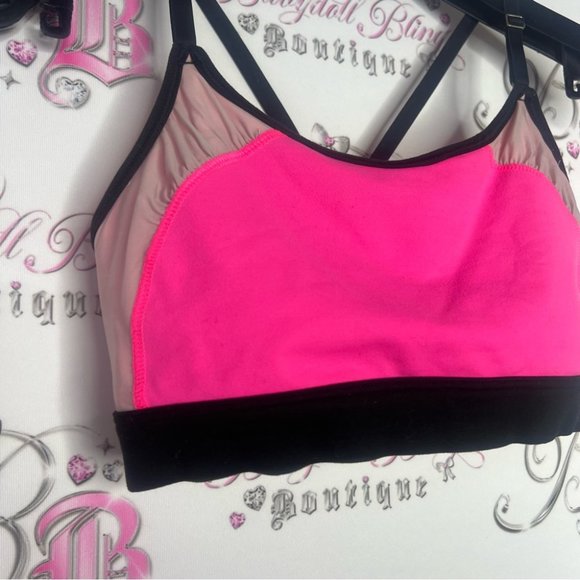 Victoria’s Secret sports bra neon pink with Rutching racer back strapping logo - Picture 2 of 7